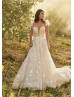 Ivory Star Lace Tulle Wedding Dress With Detachable Sleeves